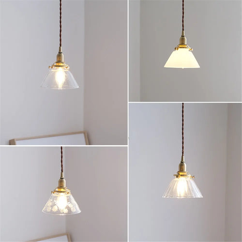 Retro glass and brass pendant light for interior decoration - vue 4 sur 10