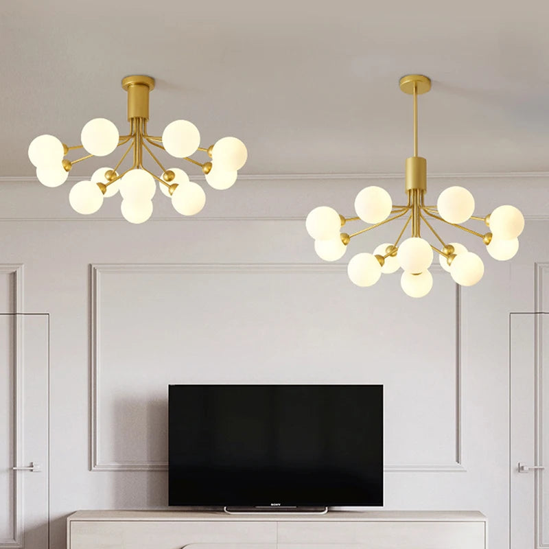 Nordic molecular glass chandelier for interior decoration - vue 4 sur 16
