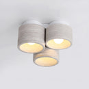 Modern LED ceiling light with 3 heads in wood grain stone wabi sabi style