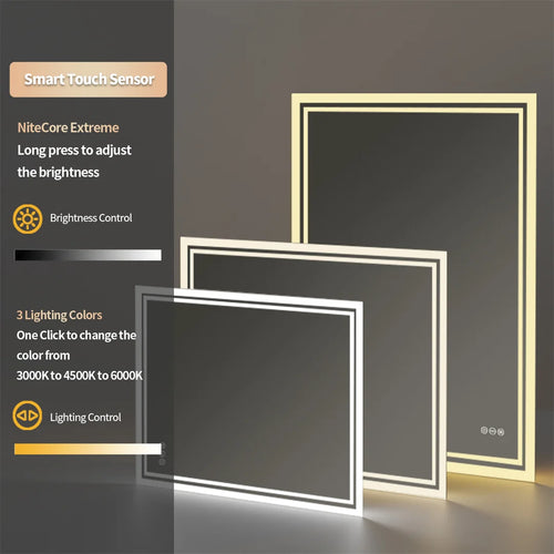 miroir rétroéclairé à led intensité variable antibuée sans cadre - vue 6 sur 7