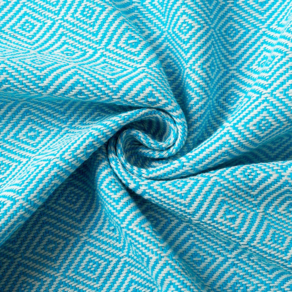 Serviette de plage coton motif jacquard losanges pompons - vue 6 sur 6