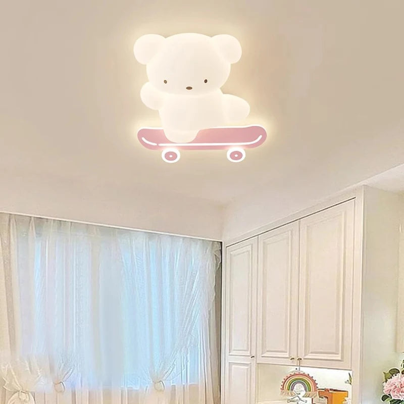 Skateboard bear LED ceiling light for modern children's room