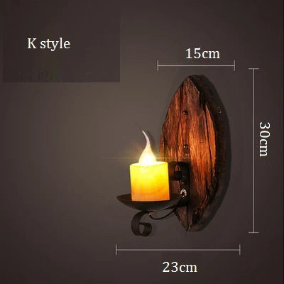 Industrial wood wall lamp vintage loft style - vue 11 sur 19