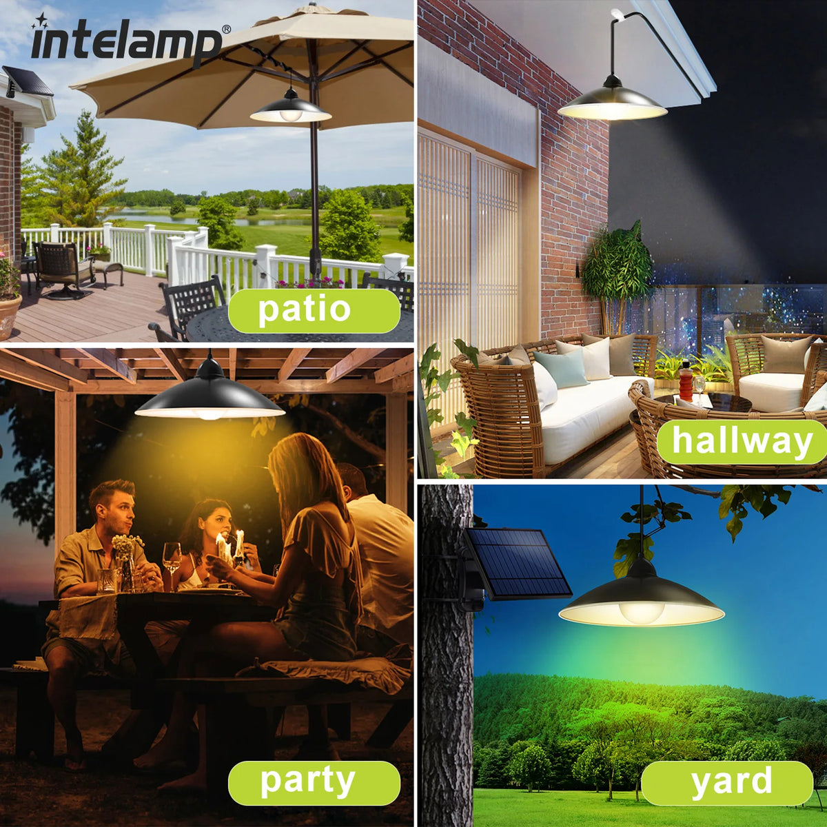 Super bright solar pendant chandelier with waterproof remote control - vue 4 sur 6