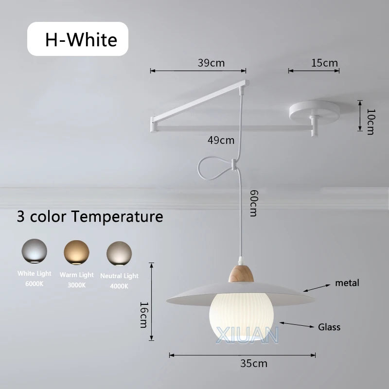 Modern swinging arm LED pendant light - vue 15 sur 30