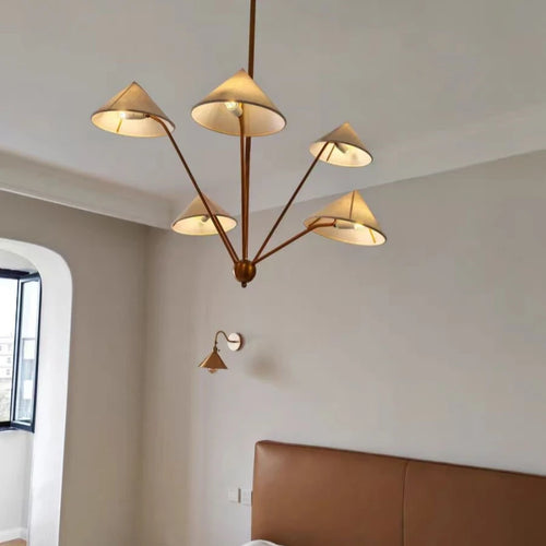 modern fabric chandelier with creative lampshade and led lighting - vue 3 sur 7