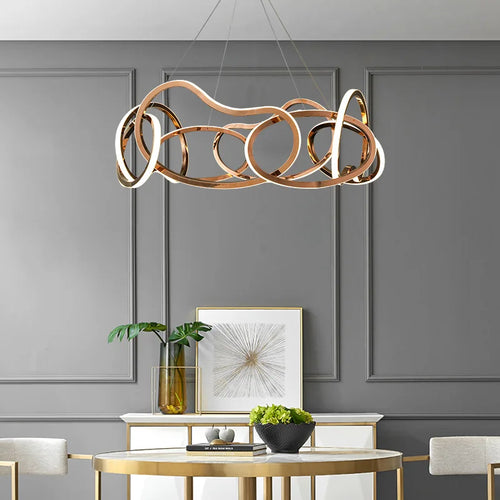 Modern chandelier with suspended silicone LED lamps - vue 4 sur 16