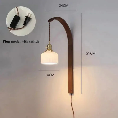 Modern walnut wood lamp with decorative LED light - vue 16 sur 21