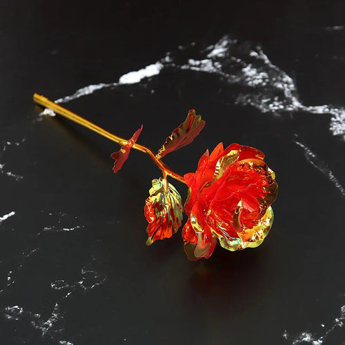 Decorative golden metal artificial rose to give as a gift - vue 16 sur 19