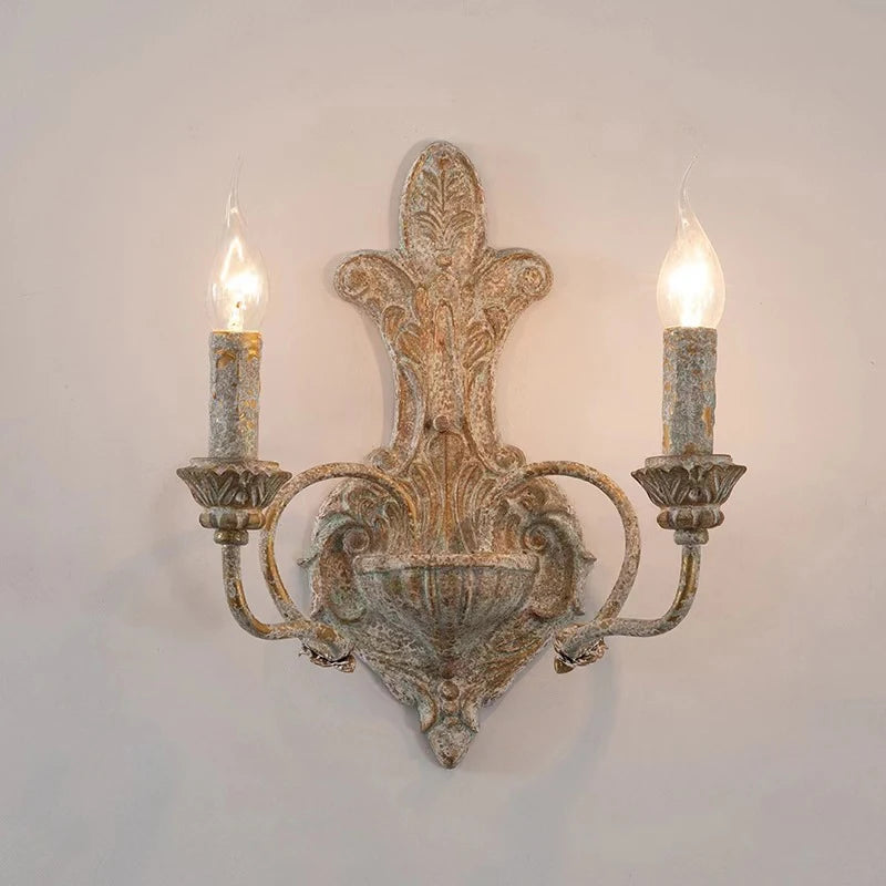 Antique iron double headed retro wall light