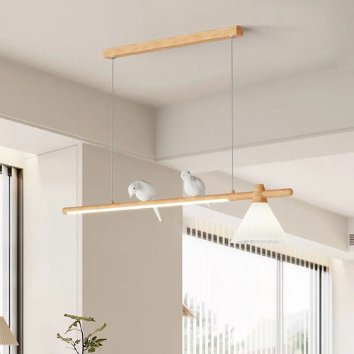 modern wooden chandelier creative pendant light for home decor - vue 4 sur 10