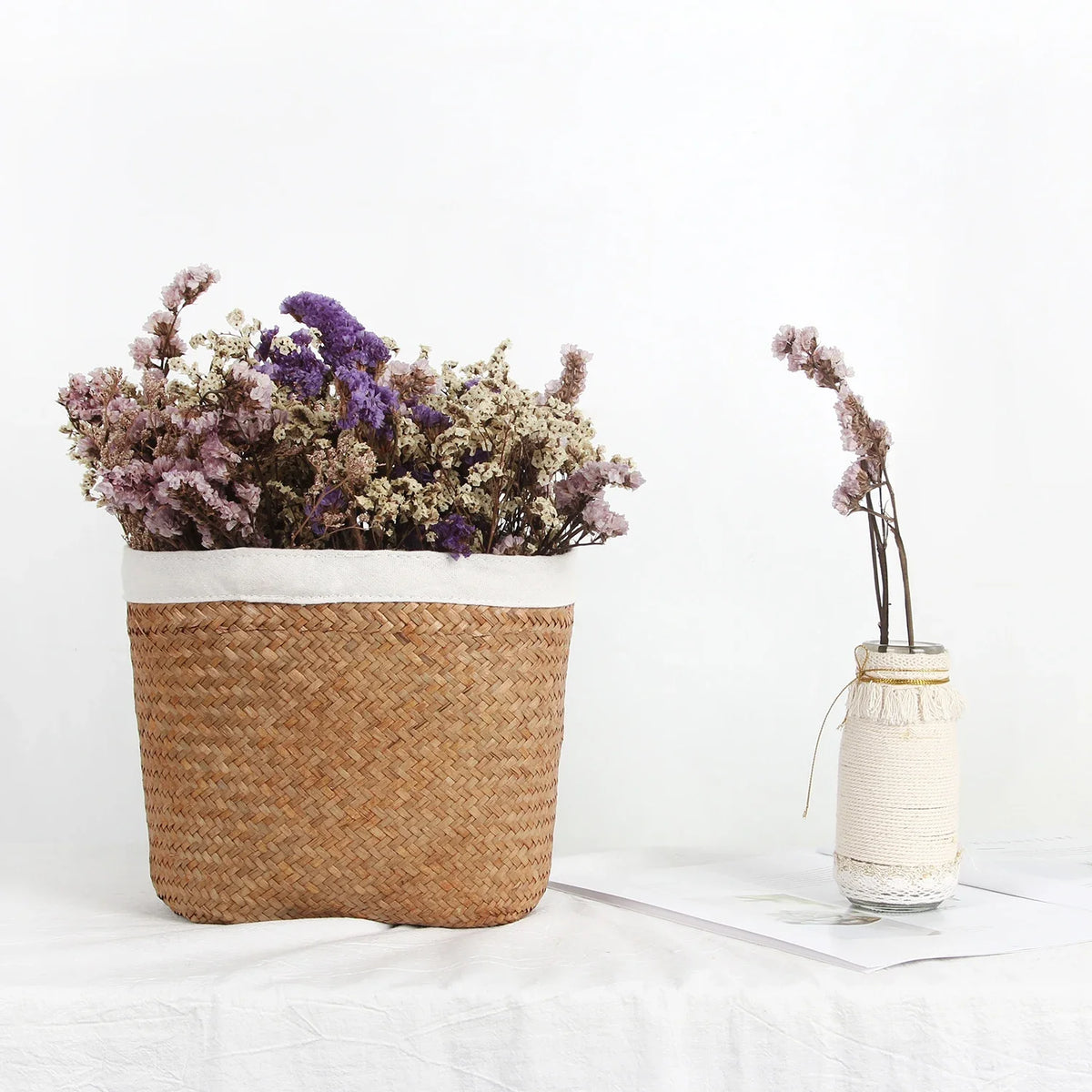 seagrass hanging basket for storage and planting - vue 3 sur 7