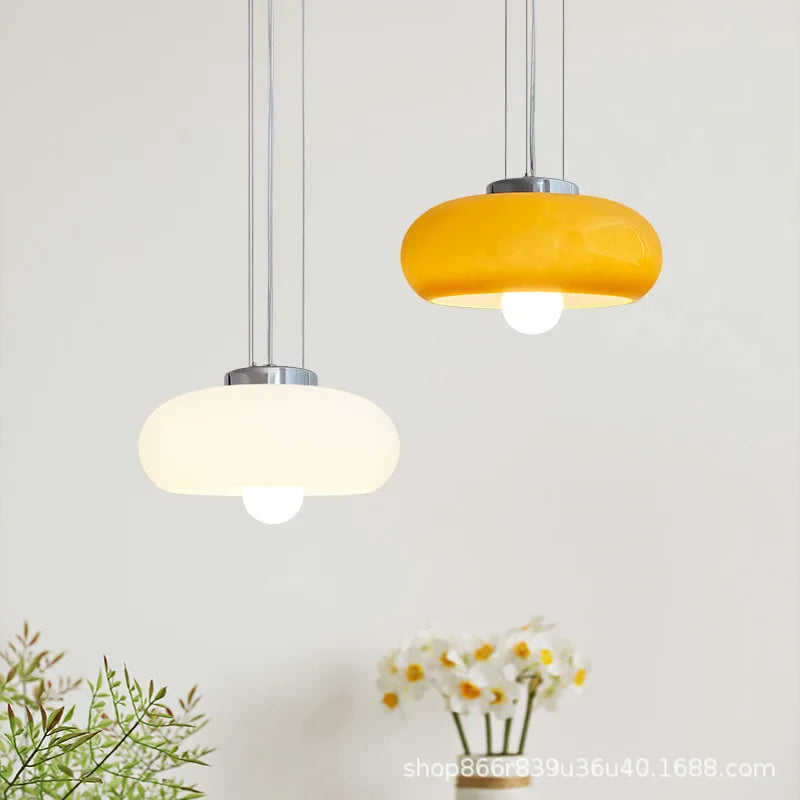 Nordic retro Bauhaus chandelier in metal and glass