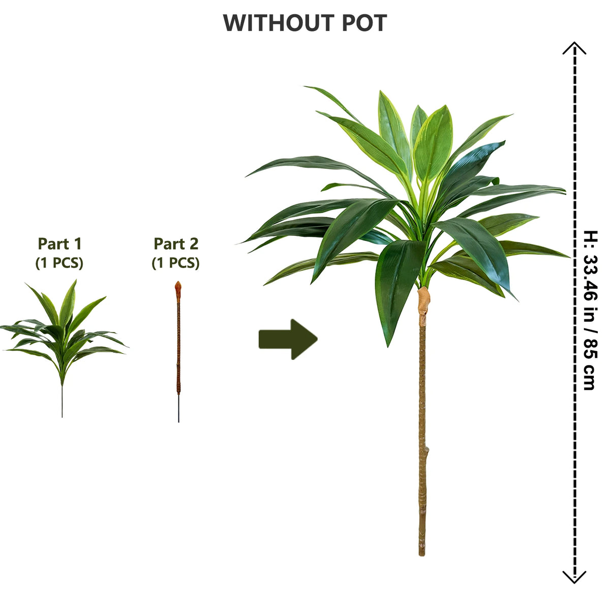 Set of 3 artificial dracaena plants for realistic decoration - vue 19 sur 20