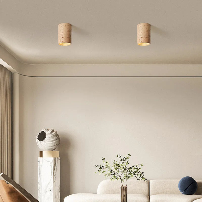Wabi-sabi style resin LED ceiling light for living room, bedroom, hallway and entryway - retro fixture