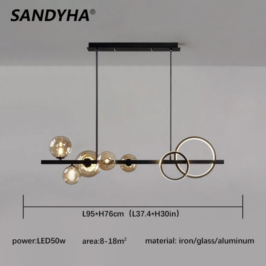 lustre moderne en verre design lumineux pour intérieur