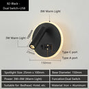 Modern wall light with USB ports and adjustable reading lamps
