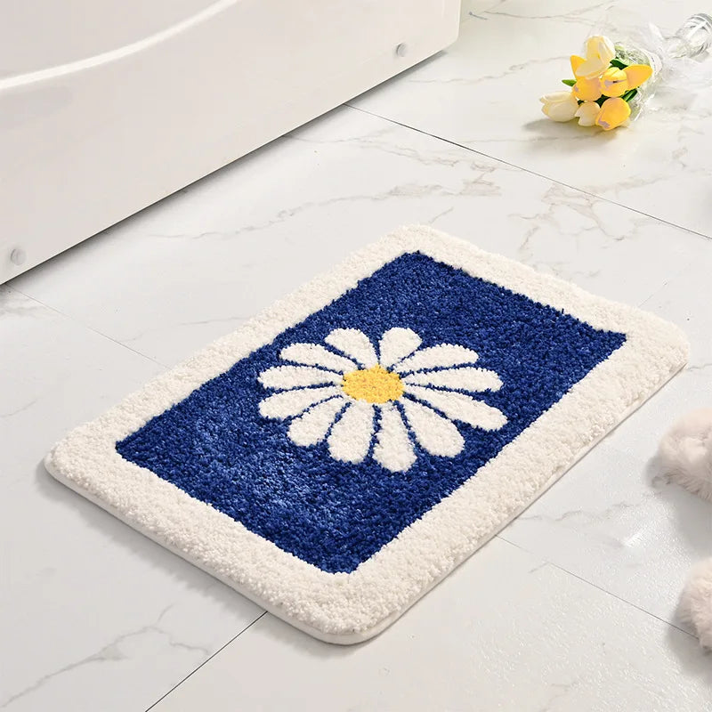 Cute daisy bath mat non-slip microfibre