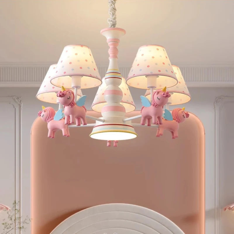 Modern romantic carousel chandelier for children's bedroom