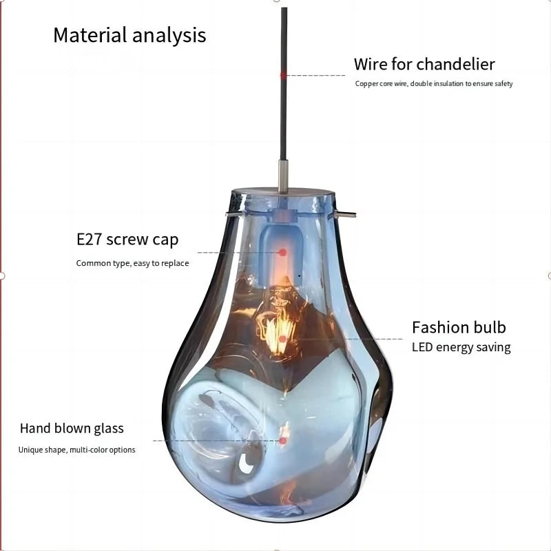 Modern creative nordic LED glass pendant light macaron style - vue 6 sur 10