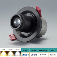 Adjustable recessed zoom spotlight