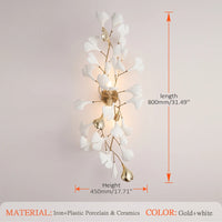 Modern ceramic gold ginkgo leaf wall light for hotel
