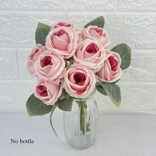 Bouquet of 10 decorative artificial silk roses for events - vue 12 sur 14
