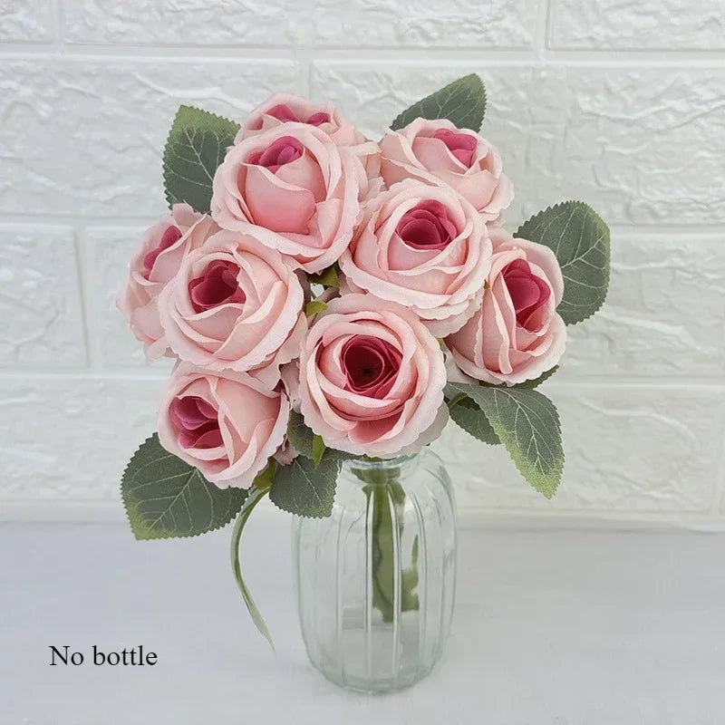 Bouquet of 10 decorative artificial silk roses for events - vue 11 sur 14