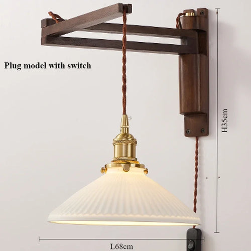 Modern walnut wood lamp with decorative LED light - vue 12 sur 21
