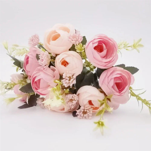 Silk rose bouquet artificial garden decoration flowers - vue 9 sur 12