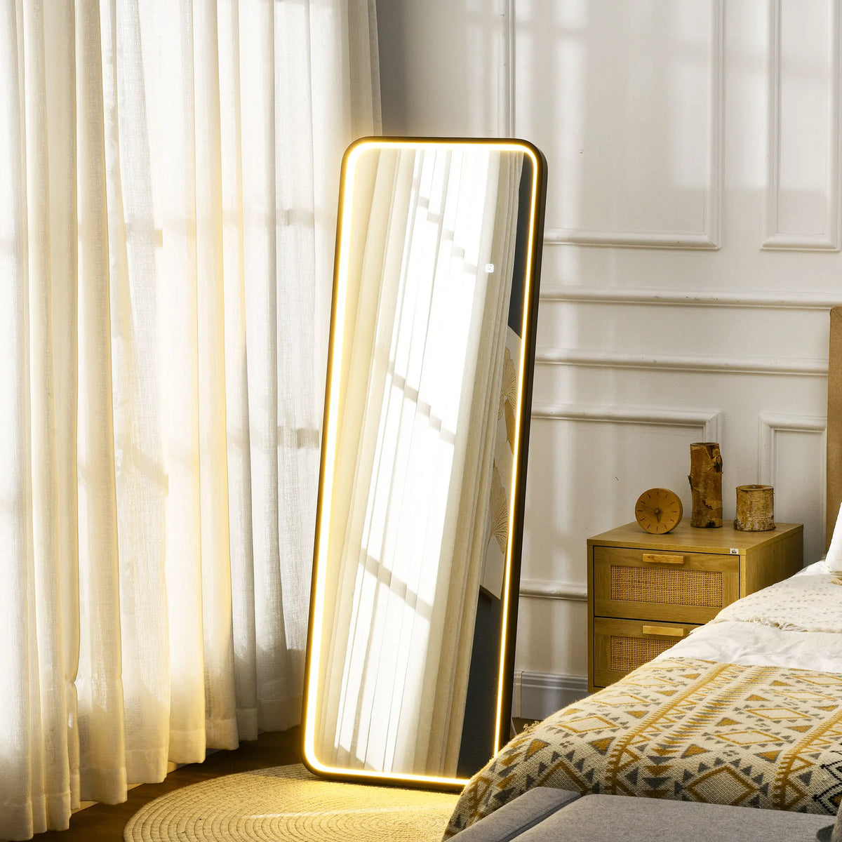 HOMCOM full body mirror with LED lights 151.5x50 cm memory function
