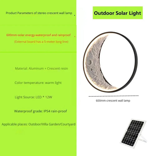 New modern outdoor moon LED wall light waterproof garden resin - vue 12 sur 15