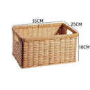 Strong Rectangle Woven Storage Basket with Handles, Waterproof Plastic Baskets for Home Toy Storage, Nest