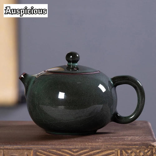 Artisan celadon crackle teapot 300ml longquan style luxury - vue 2 sur 7