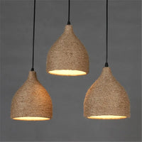 Vintage hemp rope pendant light for industrial loft