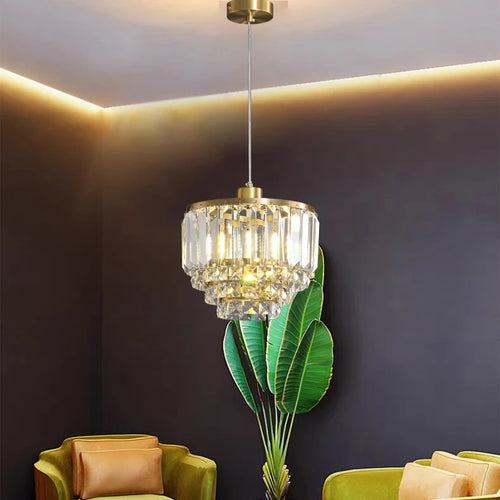 Contemporary copper crystal chandelier for modern decor - vue 5 sur 7