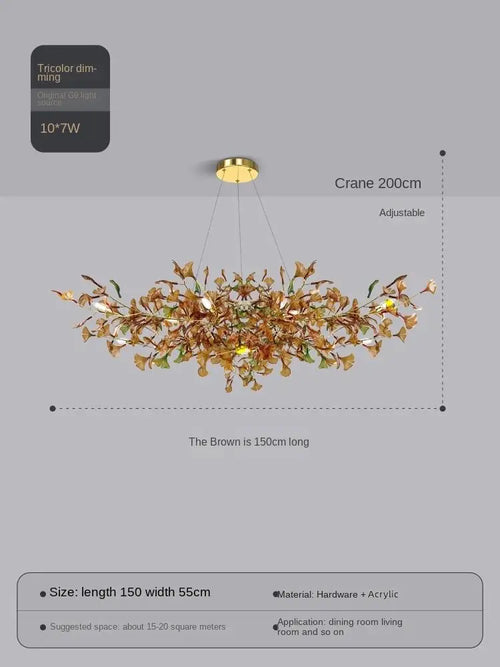 Custom glass ginkgo modern pendant light for elegant lighting - vue 14 sur 16