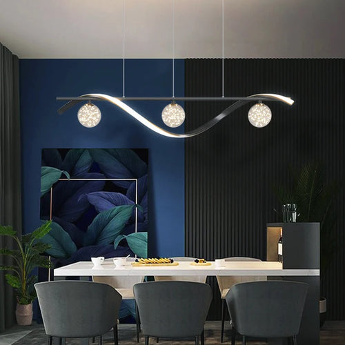 Sandyha LED stars clear glass ball chandelier - vue 3 sur 8