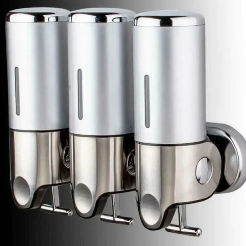 set of 3 wall-mounted liquid soap dispensers