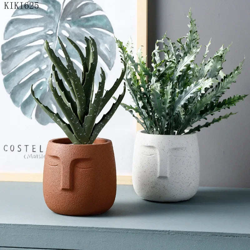 ceramic flower pot face avatar decorative for succulent plants