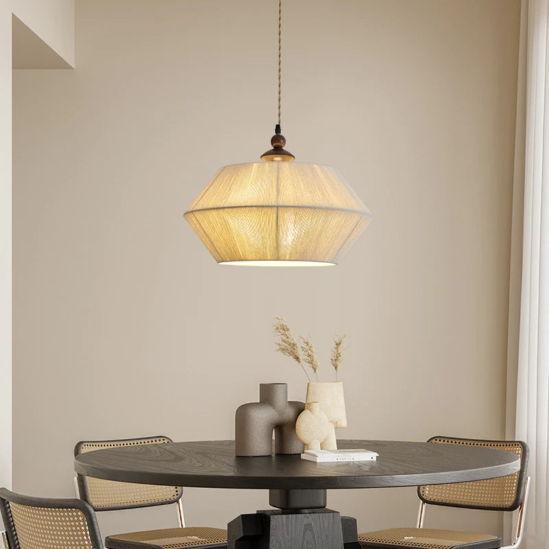 Modern wood and hemp rope pendant light for elegant interiors