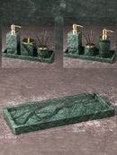 organized marble bathroom accessory set