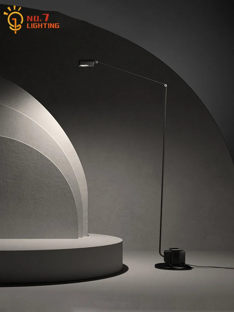 Italian design industrial LED floor lamp with classic swing arm - vue 3 sur 13