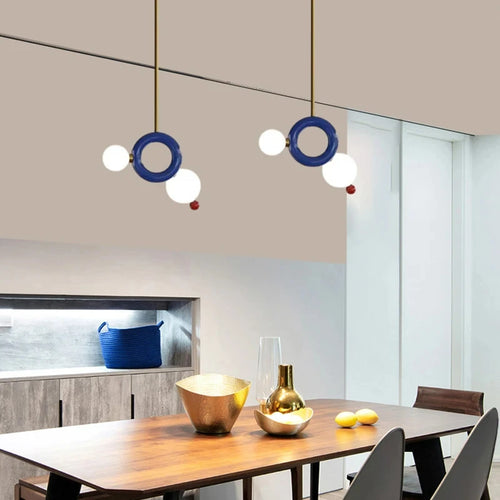 Art Deco metal ring pendant light - vue 2 sur 7
