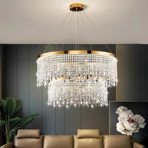 Modern crystal chandelier for elegant interior décor - vue 5 sur 14