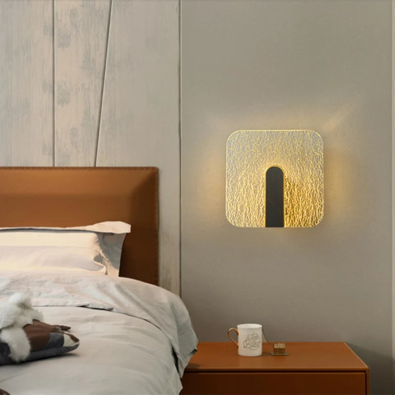 acrylic wall bedside lamp modern design minimalist diamond pattern - vue 3 sur 14