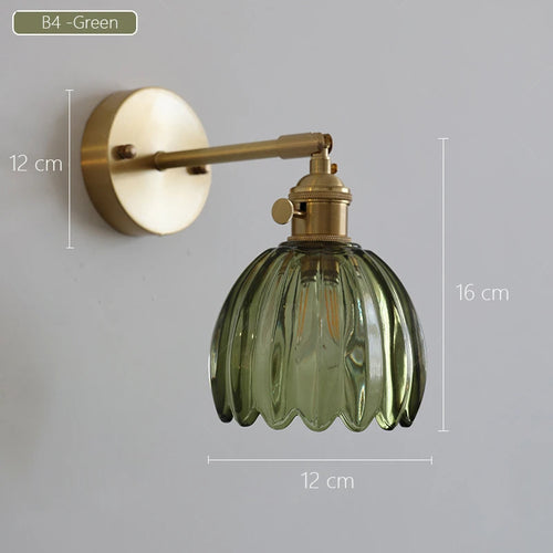 Retro Japanese style floral glass wall light - vue 17 sur 18