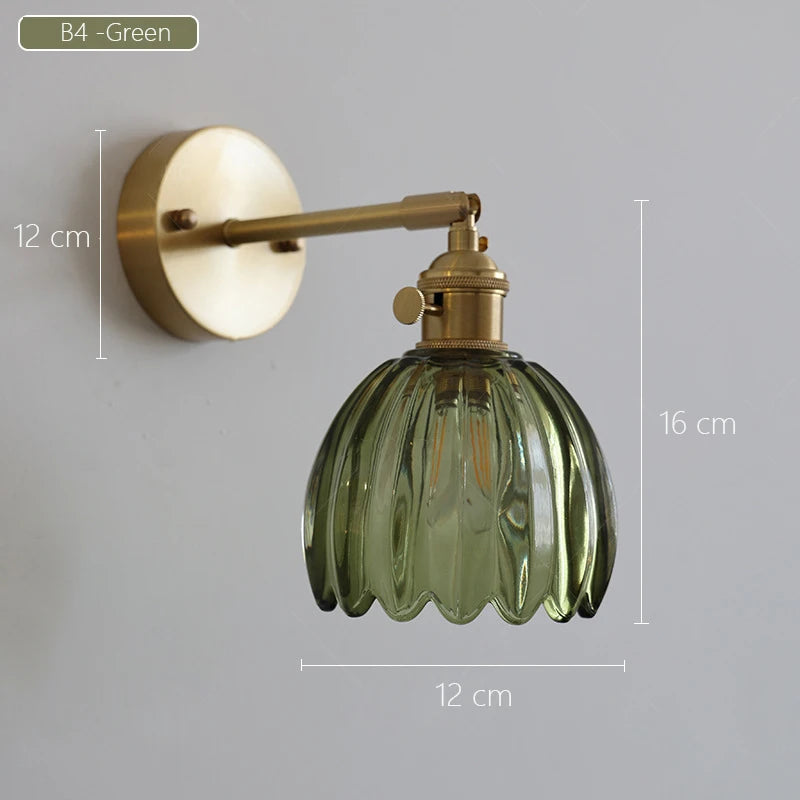 Retro Japanese style floral glass wall light - vue 16 sur 18