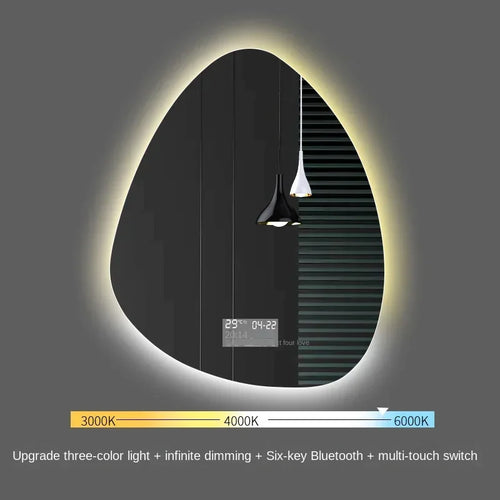 irregular vertical mirror with led light and bluetooth speaker - vue 14 sur 15