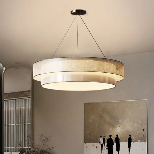 Modern circular fabric chandelier for elegant interiors